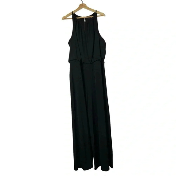 White House Black Market WHBM Black Wide Leg High Neck Jumpsuit M - Picture 1 of 4